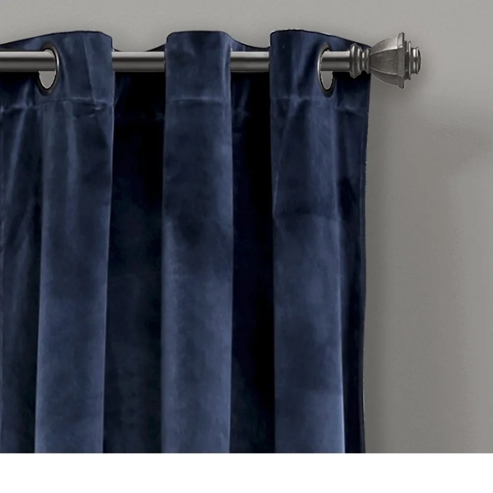 Prima Two Panel Velvet Darkening Insulated Window Curtains Navy Blue 38